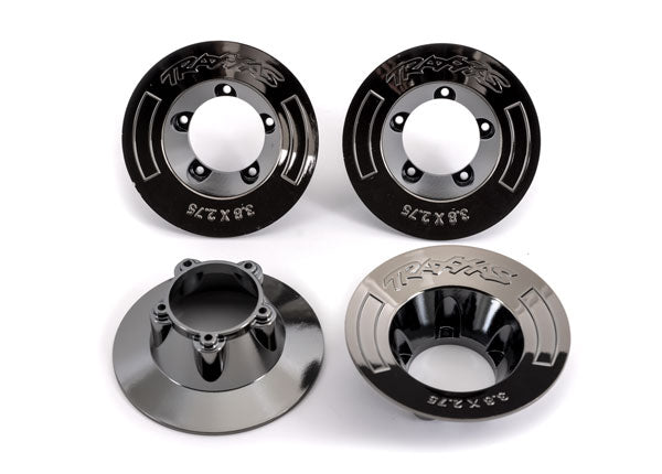 Traxxas 9568T Wheel covers, black chrome (4) (fits #9572 Wheels)