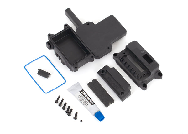 Traxxas 9624 Box, receiver (sealed) w/ ESC Mount/ receiver box cover/ access plug/ foam pads/ silicone grease/ 2.5x10 CS (2)/ 3x10 BCS (4) - TRA9624