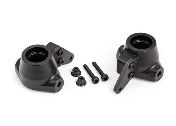 Traxxas 9637A Steering blocks, left & right/ Steering block arms (aluminum, dark titanium-anodized) (2)/ 3x18mm CS (2)/ M3x0.5mm NL (2) - TRA9637A