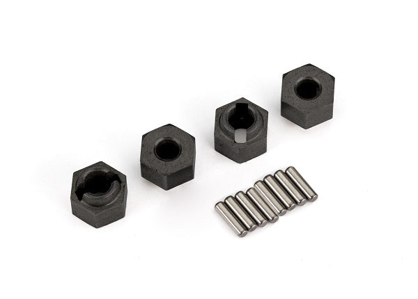 Traxxas 9750 Wheel hubs, 7mm Hex (4)/ Axle pins (8) - TRA9750