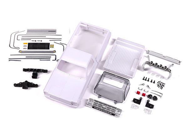 Traxxas 9811 Body,  Chevrolet K10 Truck (1979), Complete (unassembled) (white, requires painting) (includes grille, side mirrors, door handles, roll bar, windshield wipers, & clipless Mounting) (requires #9835 Front & Rear bumpers)
