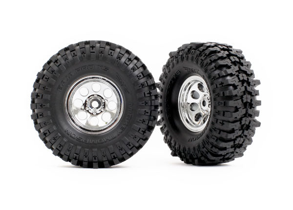 Traxxas 9873 Tires & Wheels, assembled (chrome 1.0' Wheels, Mickey Thompson Baja Pro™ Xs 2.4x1.0' Tires) (2)