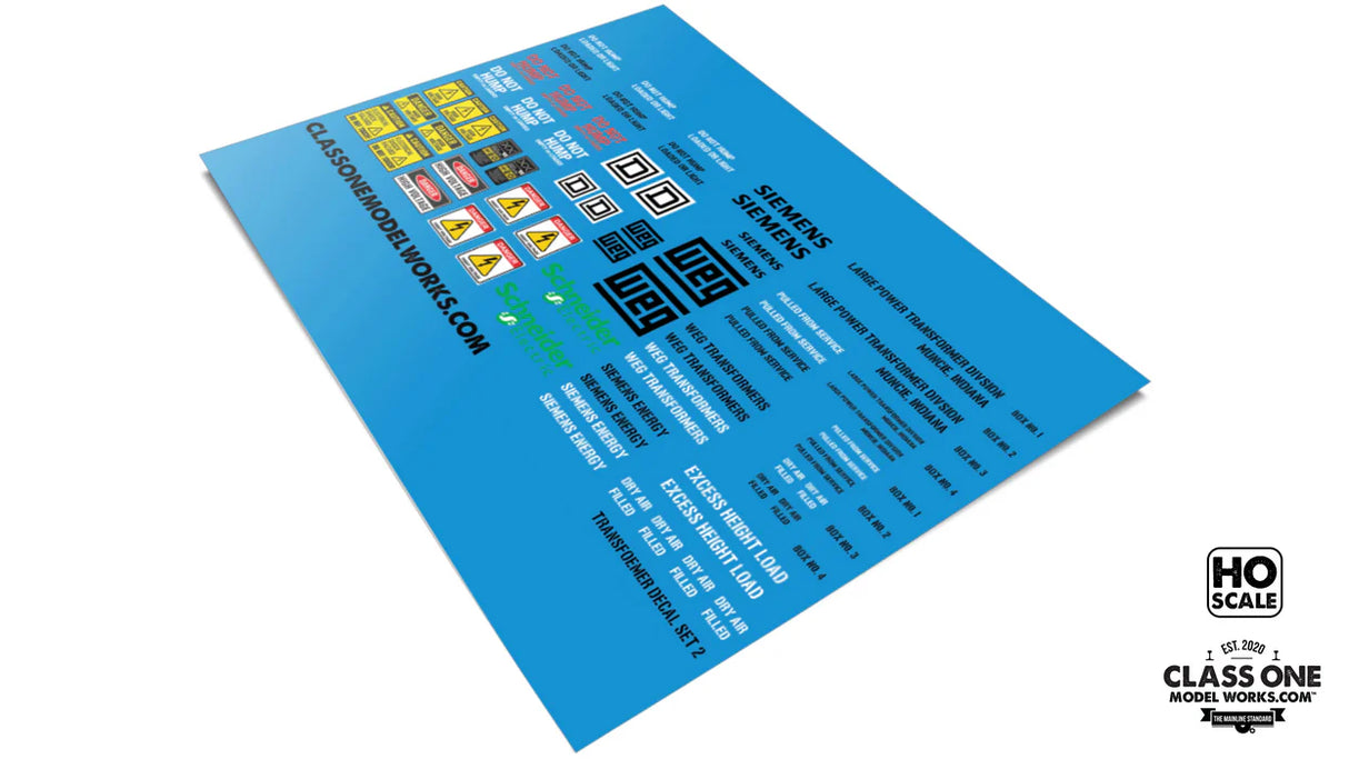 Class One Model Works HO Transformer Decals II