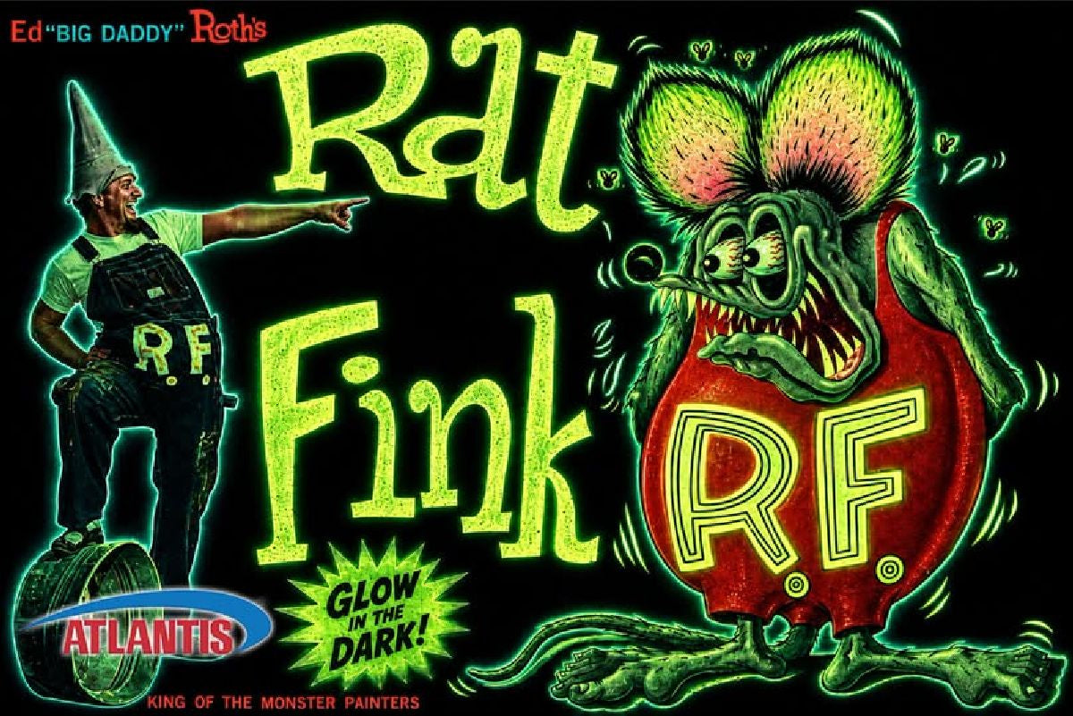 Atlantis Models Ed Big Daddy Roth Rat Fink Figure Glow in the Dark Plastic Model Kit