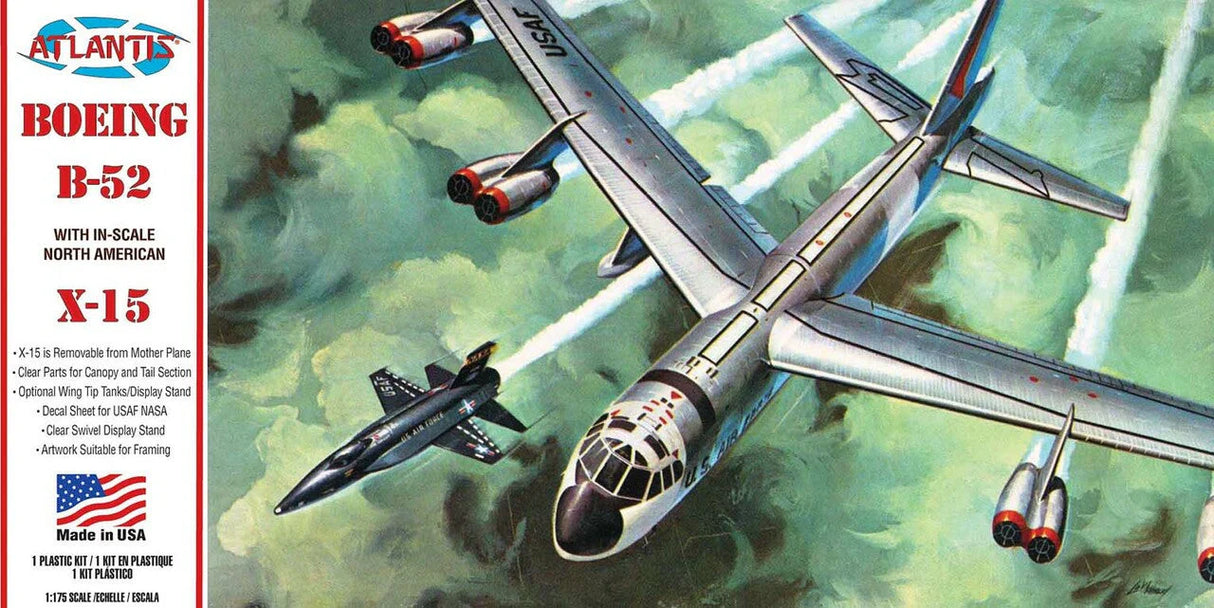 Atlantis Toy & Hobby 1/175 Boeing B-52 and X-15 Plastic Model Airplane Kit with Swivel Stand, Skill Level 2 - AANH273