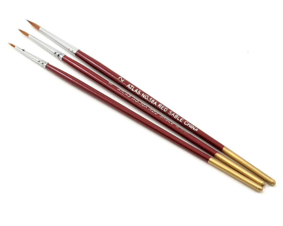 Atlas Brush Company 58A Red Sable 3pc Brush Set 5/0-0-2 - ABC58A