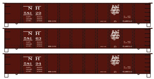 Accurail HO AAR 41' Steel Gondola 3-Pack - Kit -- New Haven 58129, 58163, 58194 (Boxcar Red, Script Logo)