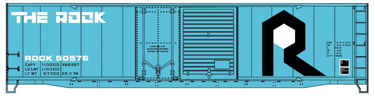 Accurail HO 50' Welded-Side Combination-Door Boxcar - Kit -- Rock Island #50576 (blue, white, black)