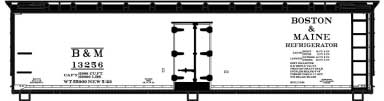 Accurail HO 40' Wood Reefer - Kit -- Boston & Maine #13256 (white, black) ACU81562