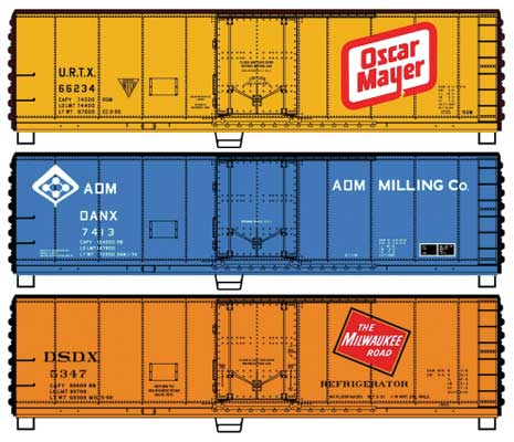 40' Steel Reefer with Plug Doors 3-Pack - Kit -- 1 Each Oscar Mayer, ADM, Milwaukee Road