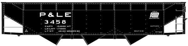 Accurail HO AAR 70-Ton Offset-Side 3-Bay Hopper - Kit -- Pittsburgh & Lake Erie #3458 (black, PC Logo)