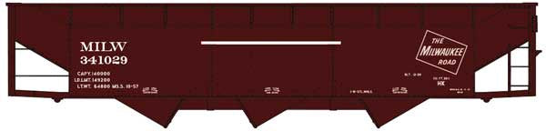 Accurail HO AAR 70-Ton Offset-Side 3-Bay Hopper - Kit -- Milwaukee Road #341029 (Boxcar Red, TMR Logo)
