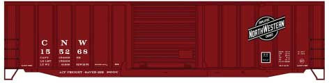 Accurail HO 50' Exterior-Post Modern Boxcar - Kit -- Chicago & North Western #155268 (Boxcar Red, black, Employee Owned Logo)