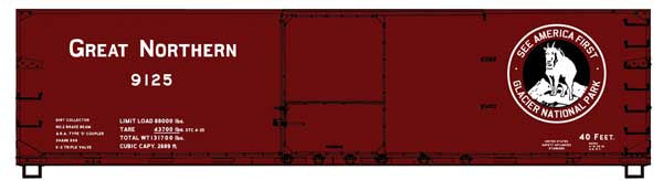 Accurail HO USRA 40' Double-Sheathed Wood Boxcar - Kit -- Great Northern (Boxcar Red, black, See America First Logo)  Random Rd #