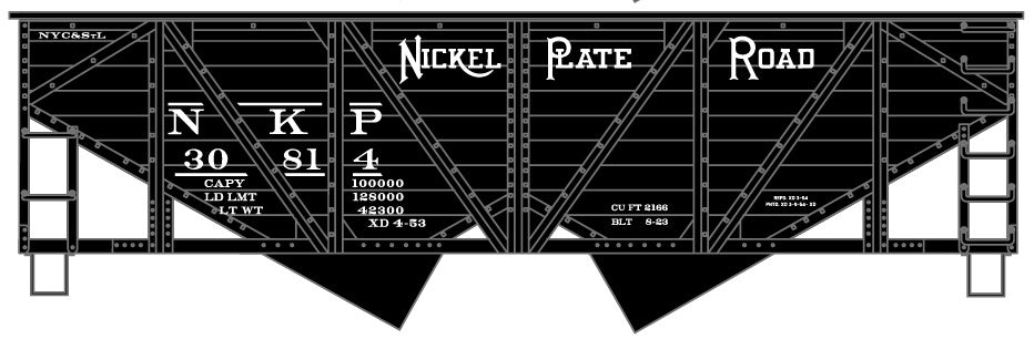Accurail HO 55-Ton Wood-Side 2-Bay Hopper - Kit -- Nickel Plate Road #30814 (black)
