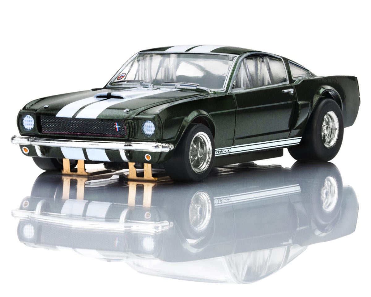 AFX 1966 Shelby Mustang GT350 HO Scale Slot Car (Green/White) (LWB) (Mega G+)