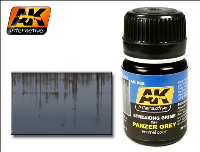 AK Interactive Panzer Grey Streaking Grime Enamel Paint 35ml Bottle - AKI69