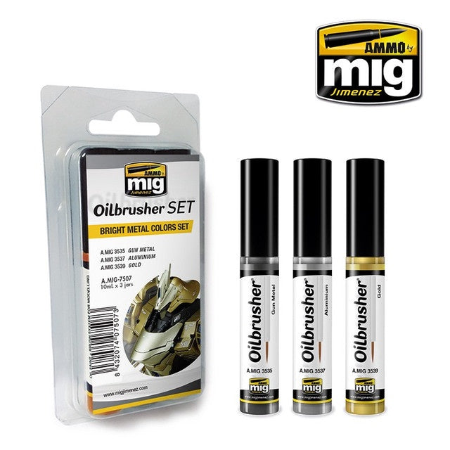 Bright Metal Colors Oilbrushers Set AMMO by Mig Jimenez