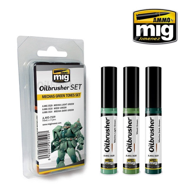 Mechas Green Tones Oilbrushes Set AMMO by Mig Jimenez