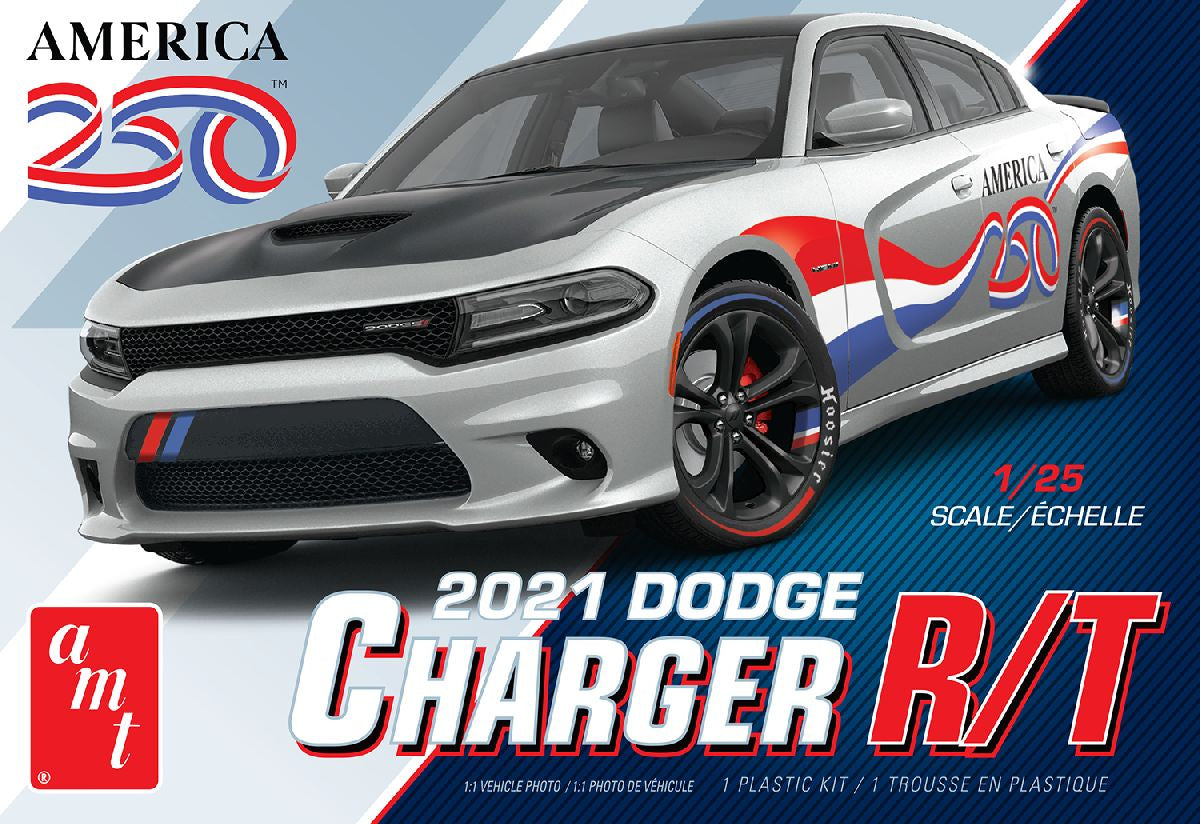 AMT 1604 America 250 2021 Dodge Charger R/T Special Commemorative Plastic Model Kit
