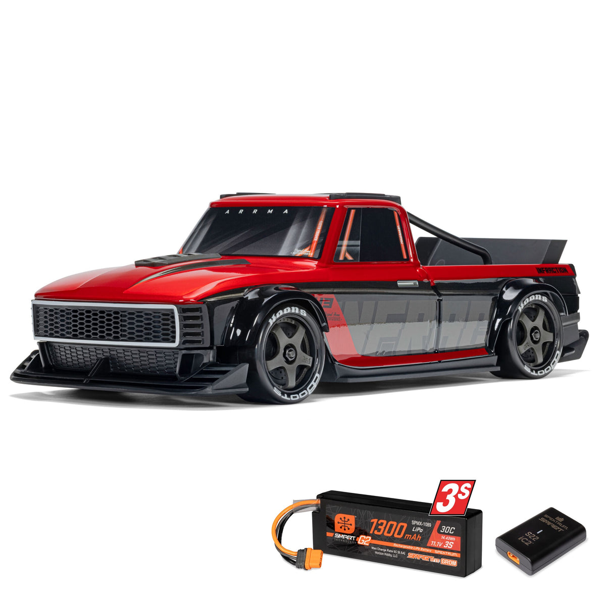Arrma 1/12 INFRACTION GROM 3S 4X4 RTR Brushless All-Road Street Bash (Battery & Charger Included), Red/Black