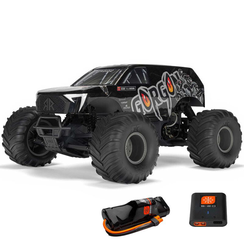 Arrma ARA3230ST3 1/10 GORGON 2WD RTR Brushed Monster Truck (Battery & Charger Included), Gun Metal