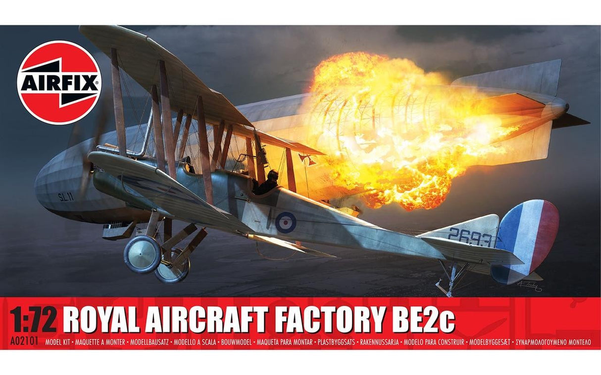 Airfix 1/72 Airfix Royal Aircraft Factory BE2c Biplane Plastic Model Kit #A02101F