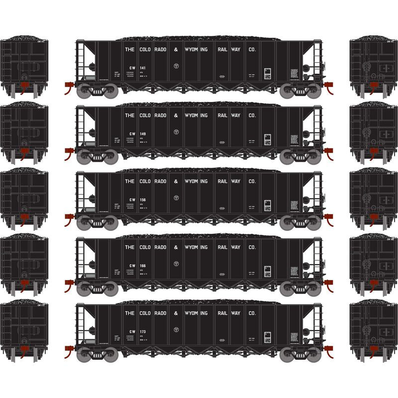 Athearn HO ATH Ortner 5-Bay Rapid Discharge Hopper, CW #141/149/156/166/173 (5)