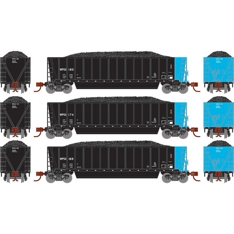 N ATH Berwick Bathtub Gondola w/Load, WPSX #169/174/180 (3)