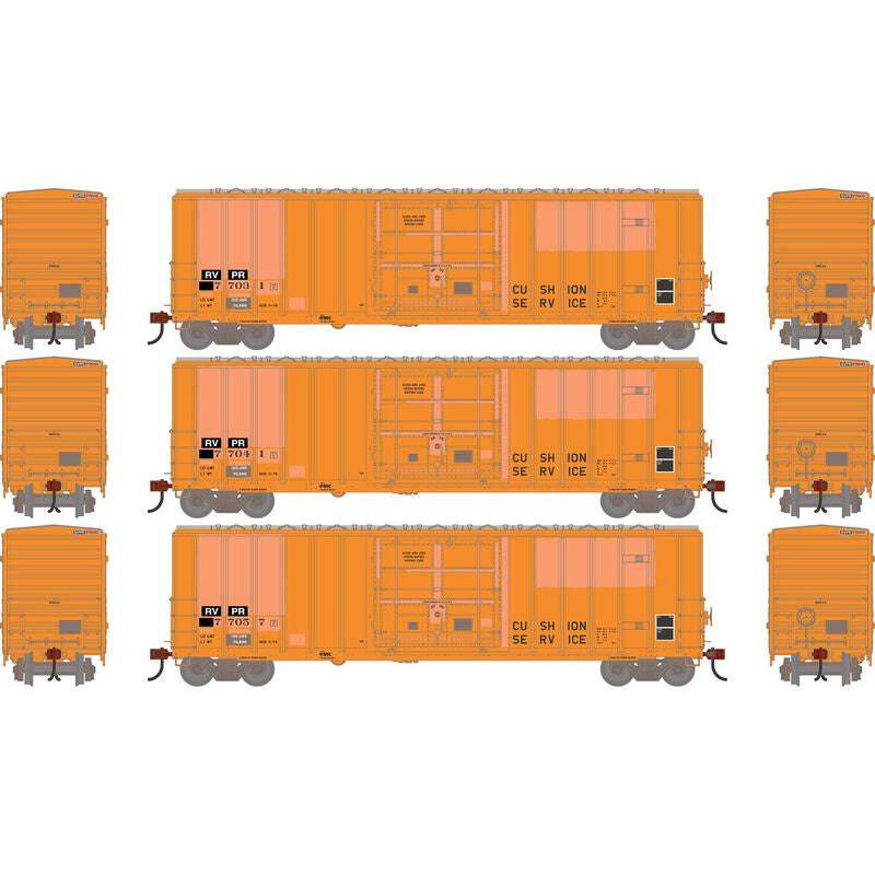 Athearn HO 50' FMC 5327 12' Plug Door Box Car, Primed For Grime RVPR #77031/77041/77057 (3)