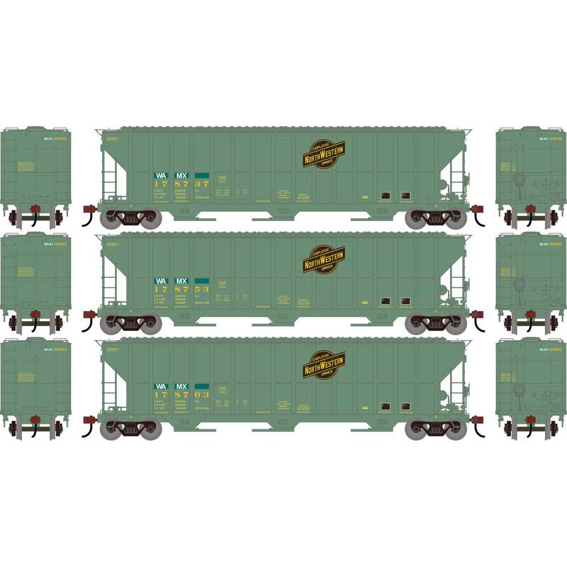 Athearn HO FMC 4700 Covered Hopper, Primed For Grime WAMX #178737/178753/178763 (3)