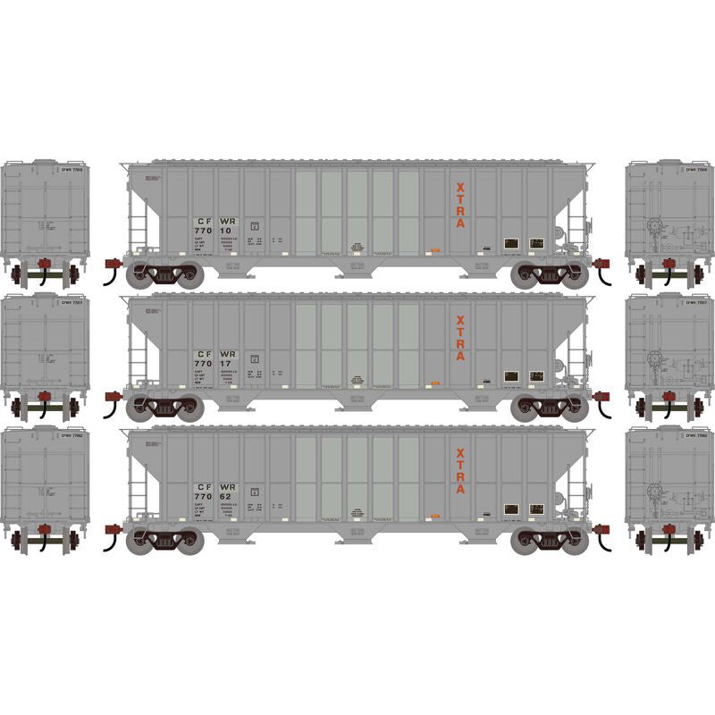Athearn HO FMC 4700 Covered Hopper, Primed For Grime CFWR #77010/77017/77062 (3)