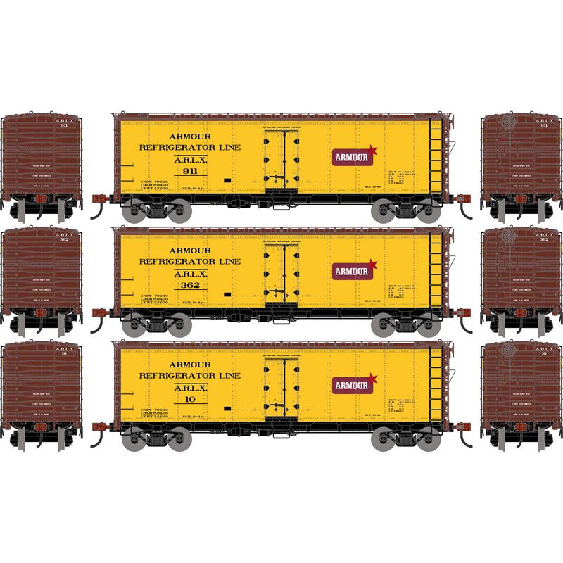 Athearn HO 40' Steel Refrigerator Car, ARLX #10/362/911 (3)