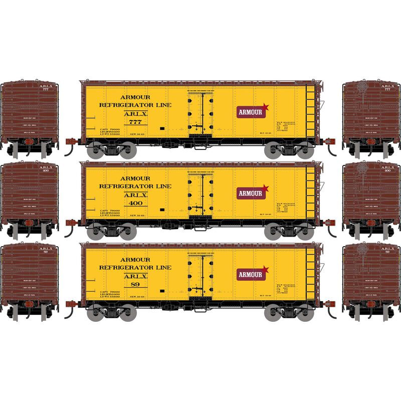 Athearn HO 40' Steel Refrigerator Car, ARLX #89/400/777 (3)