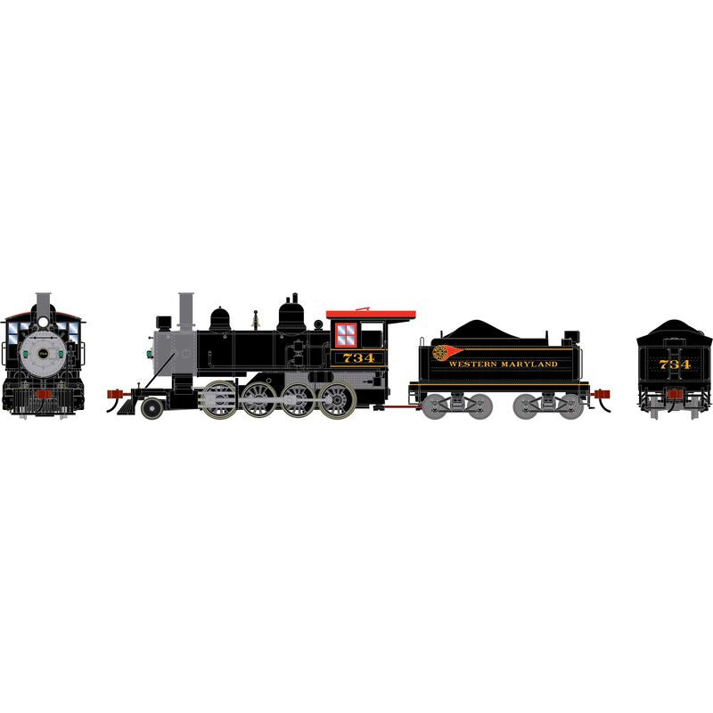 Athearn HO 2-8-0 Steam Locomotive w/DCC & Sound, Western Maryland (WM) #734