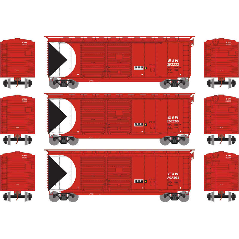 Athearn HO RTR 40' Double Door Box, E&N (3) - ATH16053