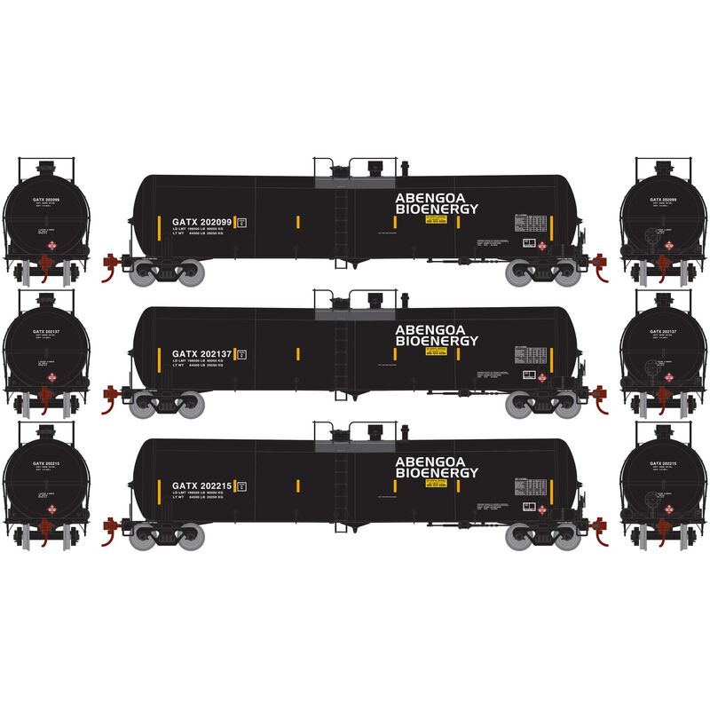 Athearn N 30,000 Gallon Ethanol Tank, GATX #1 (3) - ATH17032