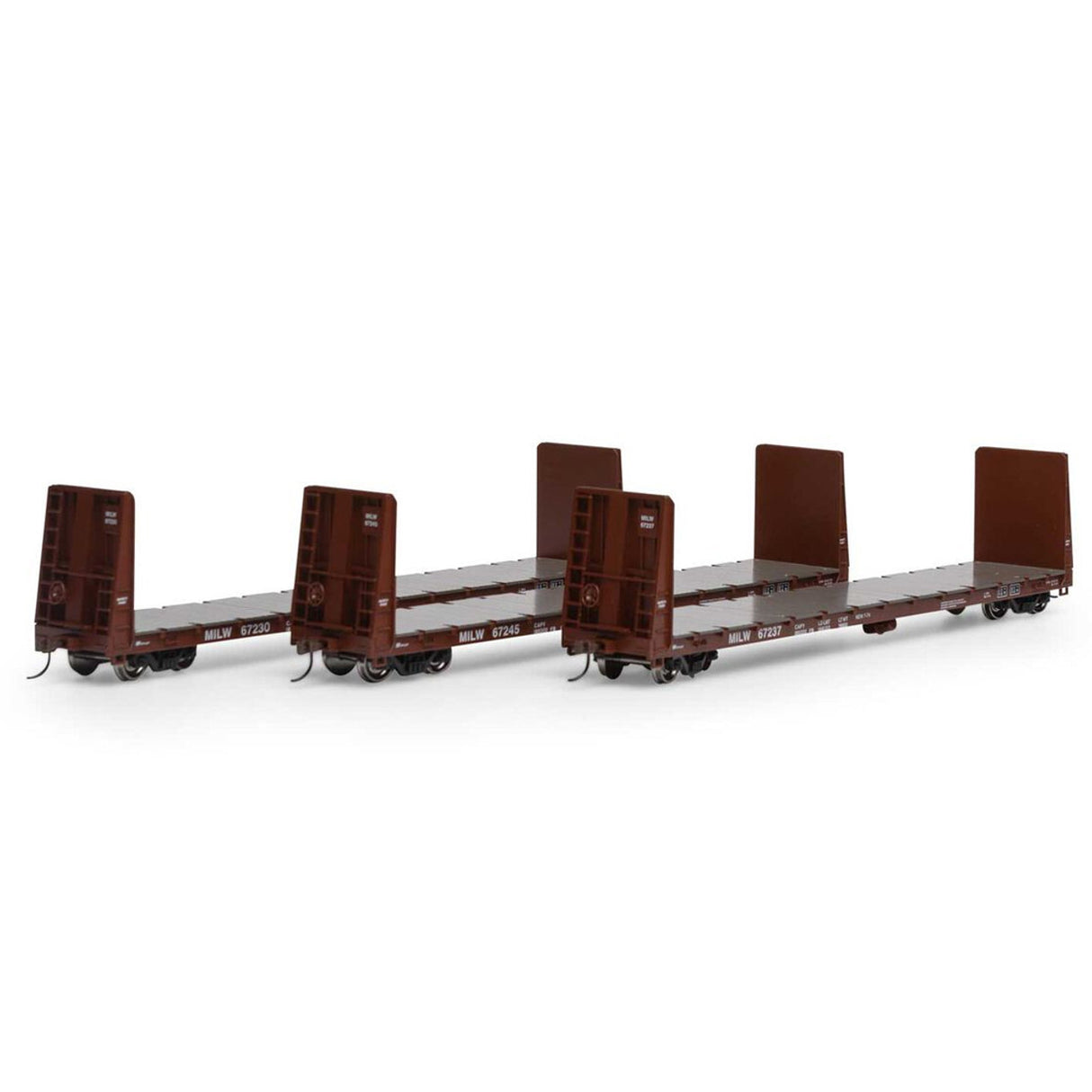 Athearn HO RTR 60' Bulkhead Flat, MILW (3) - ATH17076
