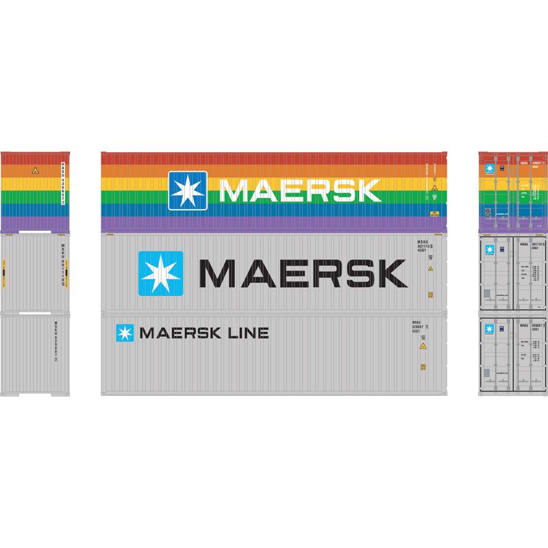Athearn N 40' Corrugated HC Container, HASU/MSKU/MRKU (3) - ATH17446