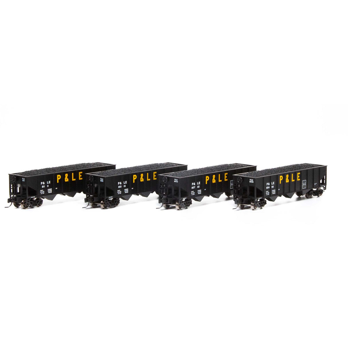 Athearn N 40' 3-Bay Ribbed Hopper w/Load, P&LE #2 (4) - ATH17632