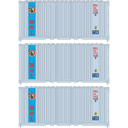 Athearn N 20' Corrugated Container, MOSK (3) - ATH17697