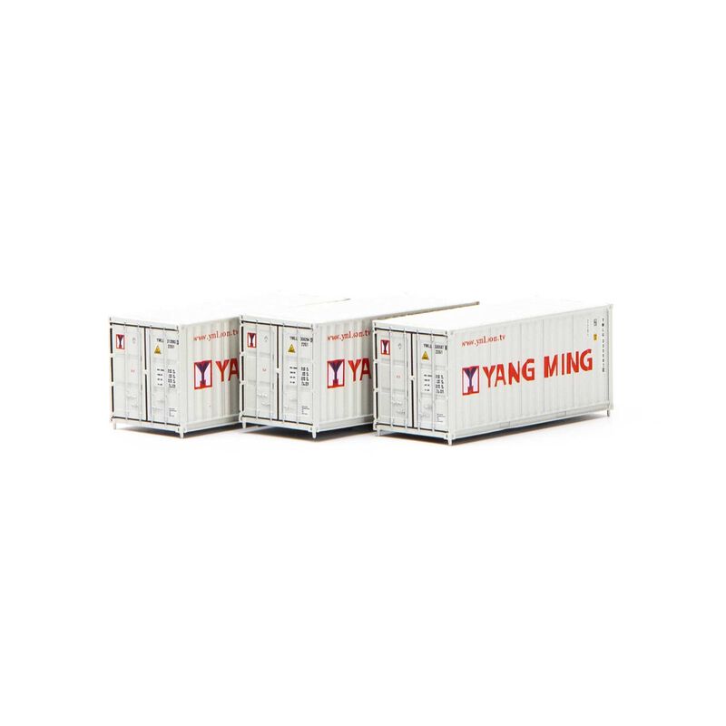 Athearn N 20' Corrugated Container, YMLU (3) - ATH17727