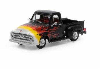 HO RTR 1955 Ford F-100 Pickup, Black/Flames