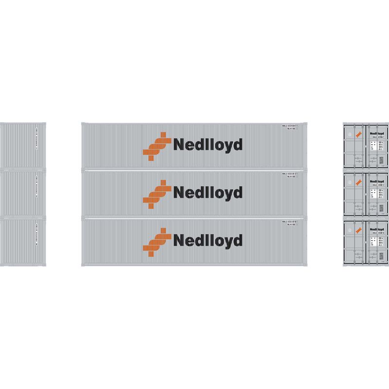 Athearn HO 40' Corrugated Low Container, Nedlloyd # 1 (3) - ATH27055