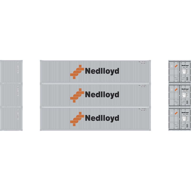 Athearn HO 40' Corrugated Low Container, Nedlloyd # 2 (3) - ATH27056