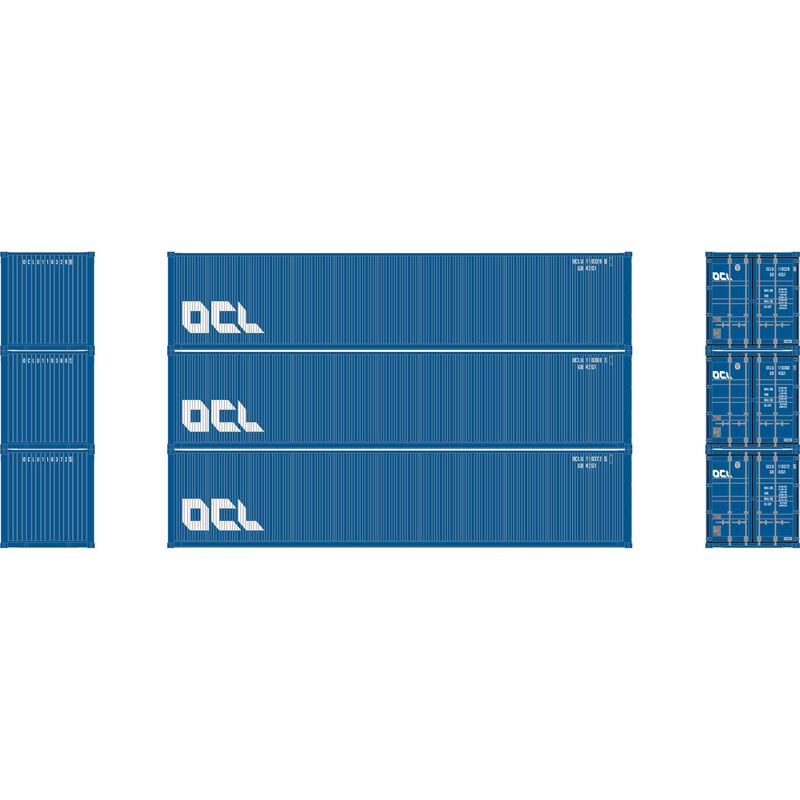 Athearn HO 40' Corrugated Low-Cube Container, OCLU #1 (3) - ATH27057