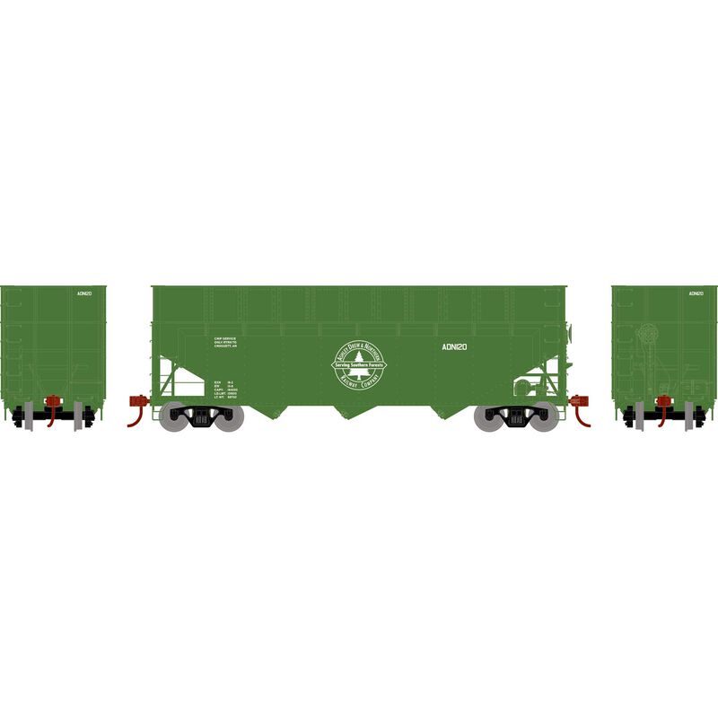Athearn N 40' Wood Chip Hopper w/Load, AD&N #120 - ATH2765