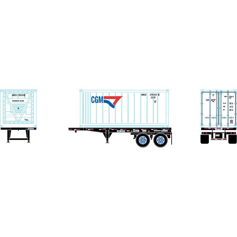 Athearn HO RTR 20' Chassis w/ Reefer Container, CGM - ATH28892