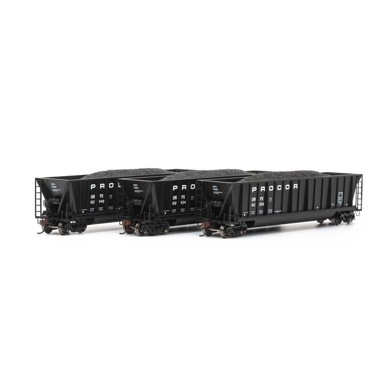 Athearn HO RTR Bathtub Gondola w/Load, PROCOR #3 (3) - ATH29615
