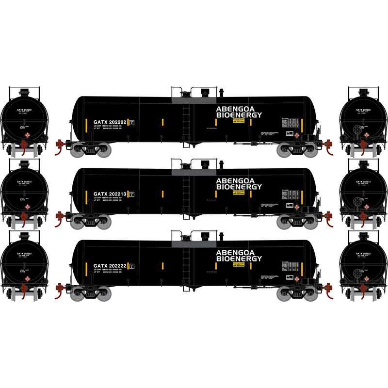 Athearn HO 30,000-Gallon Ethanol Tank, GATX #3 (3)